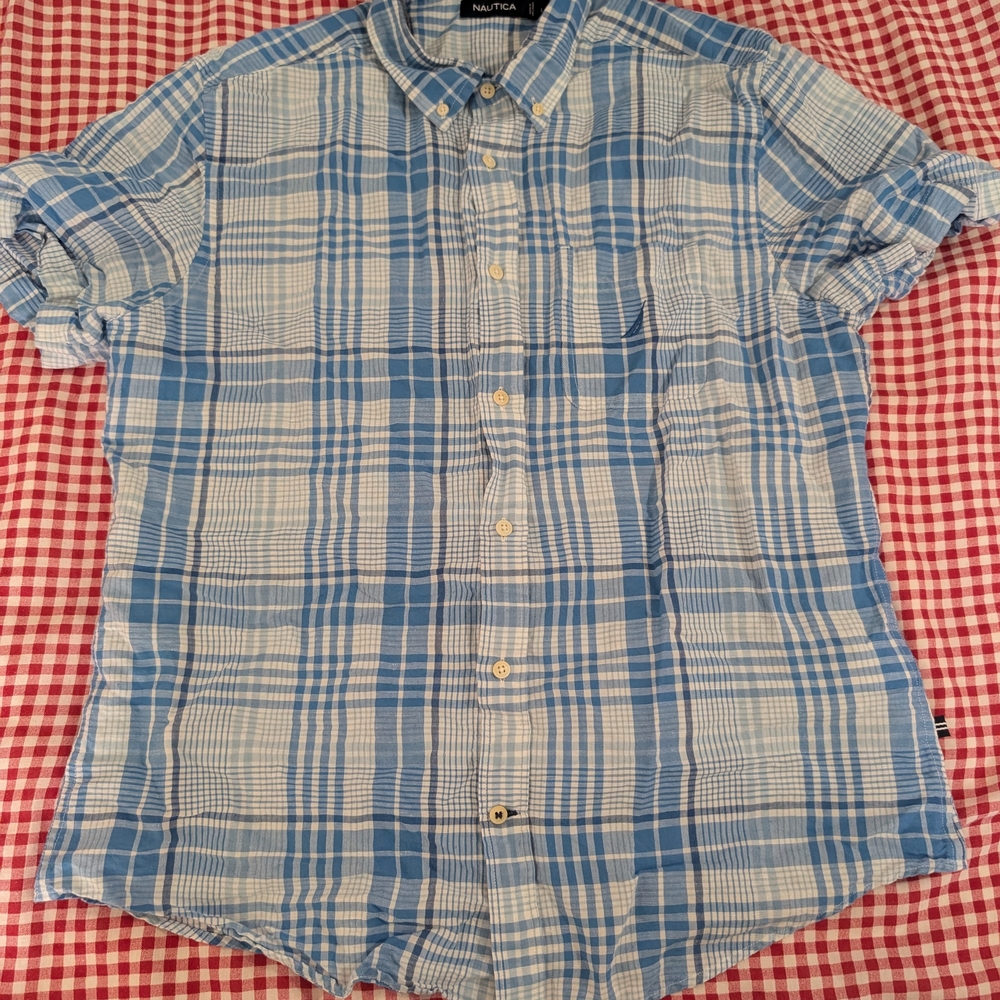 Nautica Men's Blue Plaid Shirt
